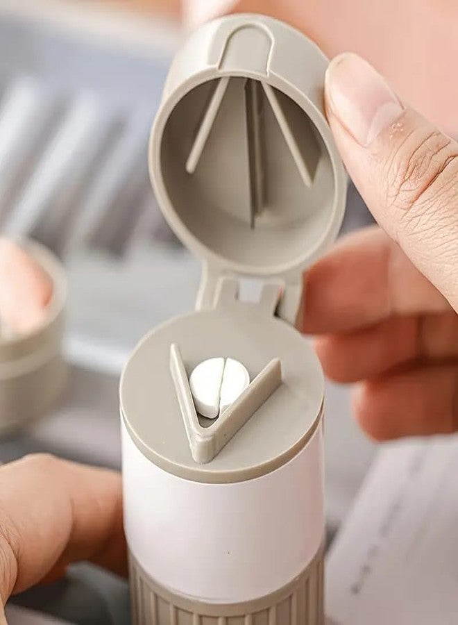 PUTHAK 4-in-1 Portable Multifunctional Pill Crusher and Splitter with Round Pill Organizer, Cutter, Powder Grinder, and Medication Storage Compartment - Durable Plastic Material for Daily Use and Travel - Image 3